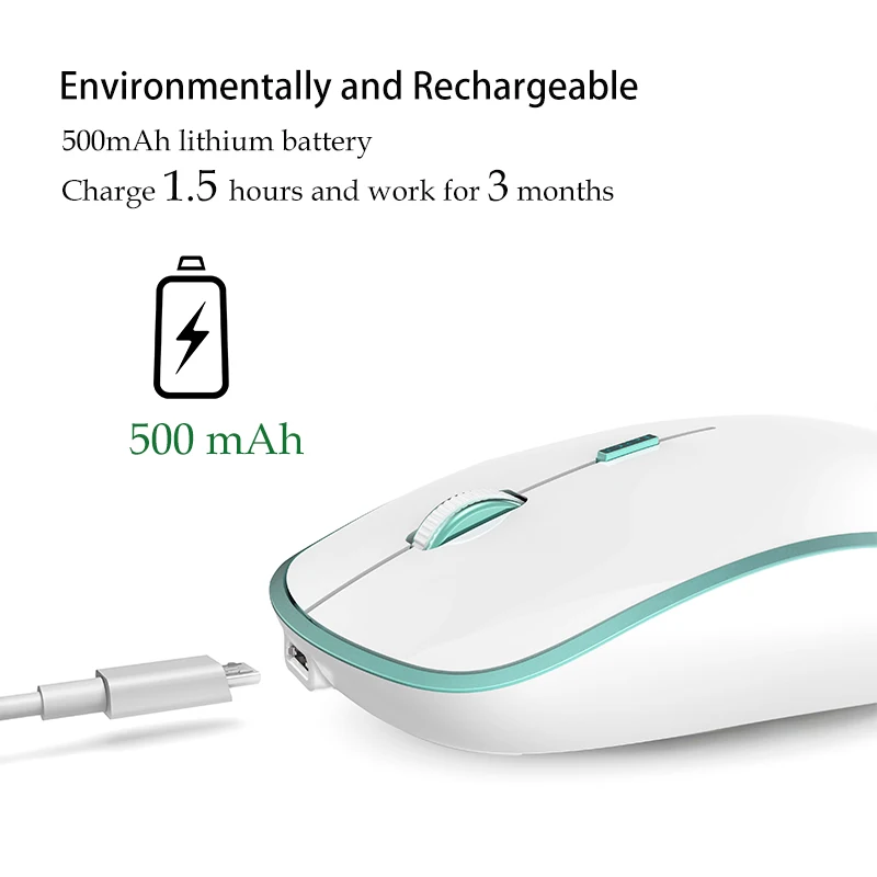 JOYACCESS Computer Mouse Rechargeable Wireless Mouse 2400DPI Ergonomic Mice for Computer Laptop Mouse for Desktop Notebook PC