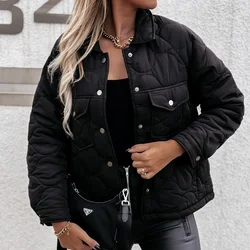 Jack mulher Moda de Rua Inverno Inverno Cor Sólida Botão de Manga Longa Jaqueta de Roupas de Algodão Blusa das Mulheres Tendência куртка женская