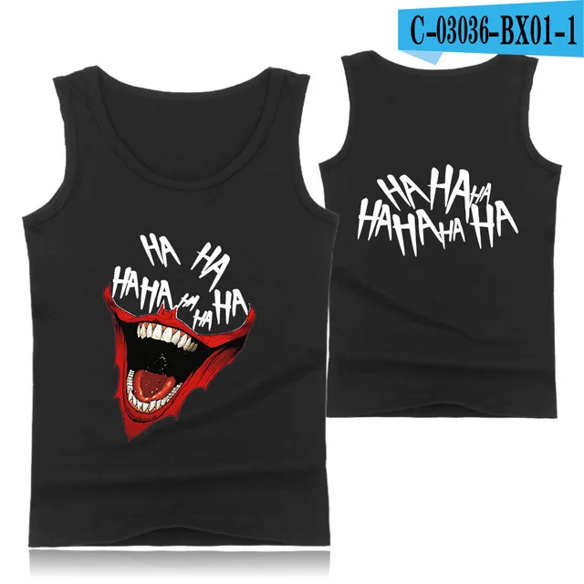 black HAHA Джокер Хэллоуин Crazy Smile хлопок безразмерный Летний жилет Повседневная майка для фитнеса Мужская Бодибилдинг без рукавов рубашка - Цвет: black