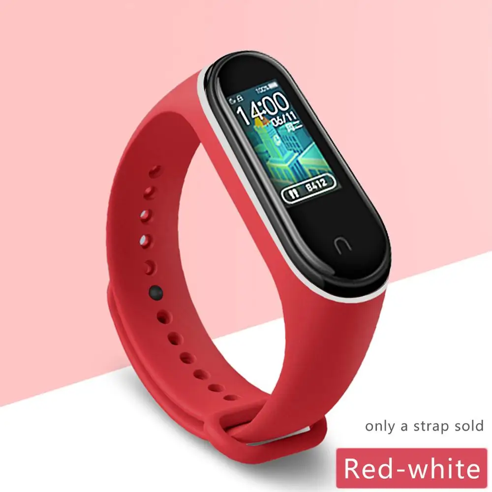Red-white Спортивный умный Браслет, ремешки для mi Band 2 для Xiaomi mi Band 3 4, ремешок на запястье, аксессуары, сменный Браслет - Цвет: Red-white