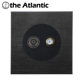 

RJ45 Telephone Computer Data Satellite TV Signal Wall Socket PC Data Female Jack Outlet Black Aluminum Frame 86mm*86mm