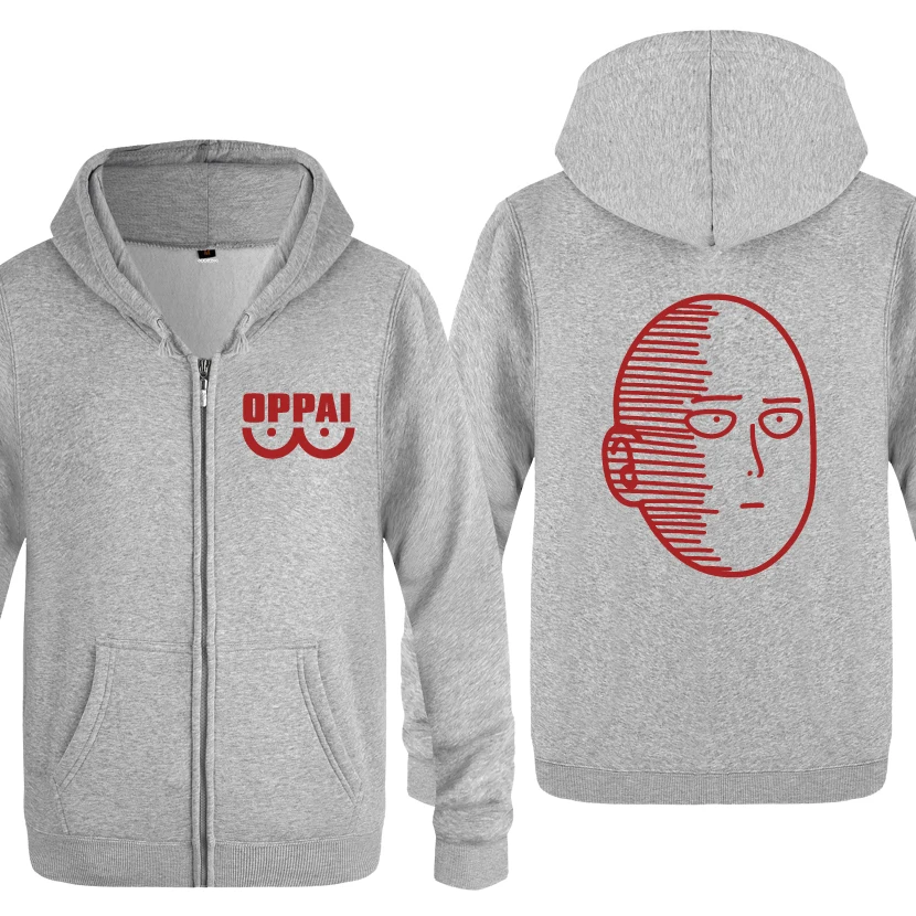 HUIY HOT One Punch ONE Oppai Мультфильм Аниме толстовки для мужчин мужчин s молния с капюшоном флис толстовки кардиганы - Цвет: HUIY HOT