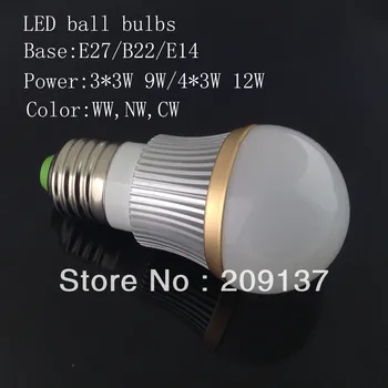 

Free Shipping! LED AC85-265V 9W 12W E27 E14 B22 GU10 High power Ball steep light LED Light Bulbs Lamp Lighting tube.