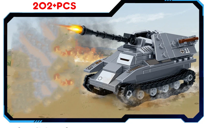 Конструктор 836 шт. военный WW2 Германия 4 в 1 солдат танков оружие фигурки дети