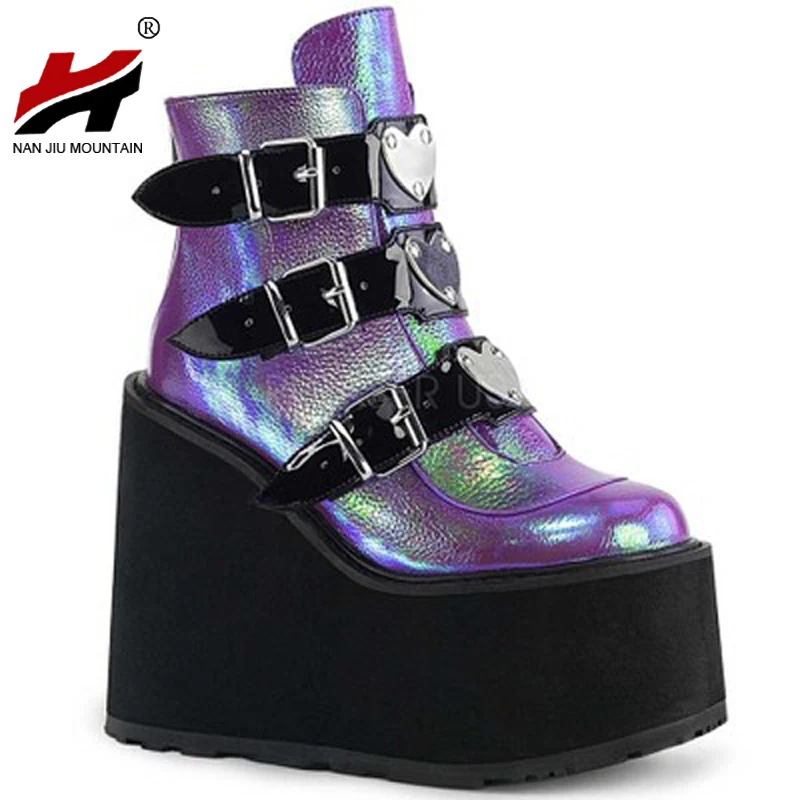 NAN de la DCI de montaña 2020 zapatos de mujer Tacón de Cuña plataforma impermeable Multicolor corazón hebilla cuatro estaciones de talla grande 43