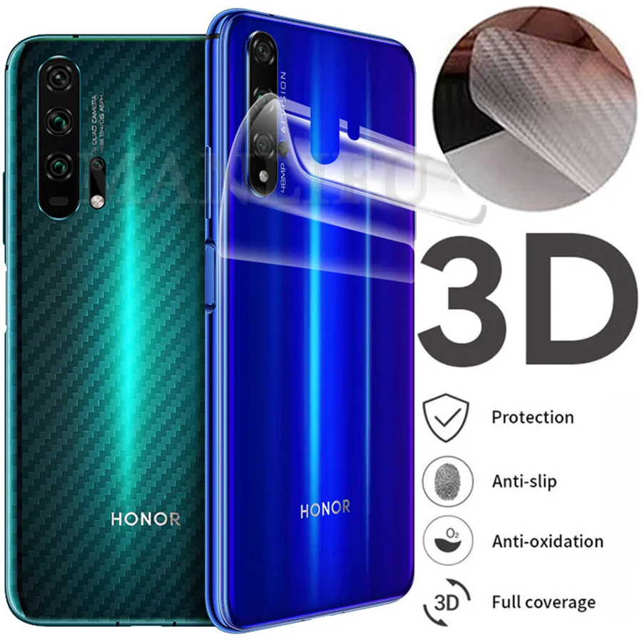 5 шт. 3D углеродное волокно протектор экрана для huawei Honor View 20 10 20S 20 Pro 9X9 10 Lite 8X задняя крышка Защитная пленка