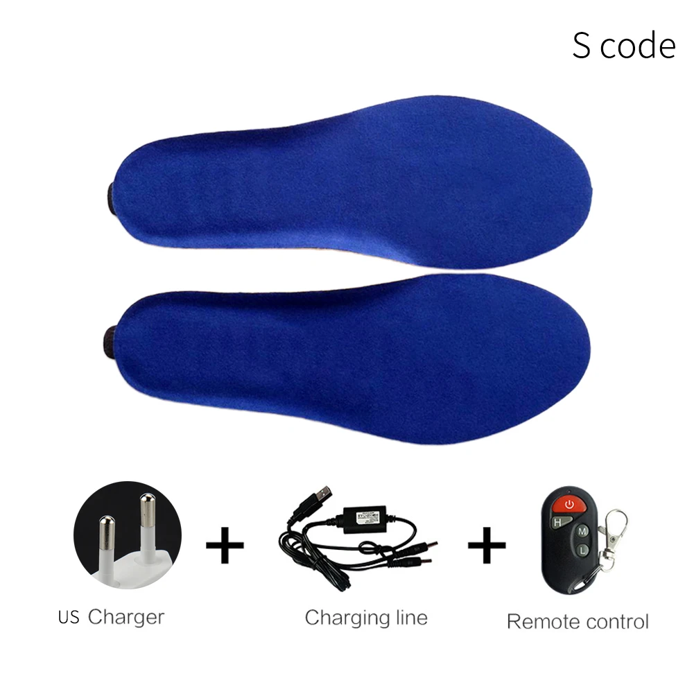 Blue with EU plug Уличная моющаяся спортивная Лыжная грелка для ног с дистанционным управлением, походная однотонная обувь, Зимние Стельки с электрическим подогревом - Цвет: Blue with EU plug