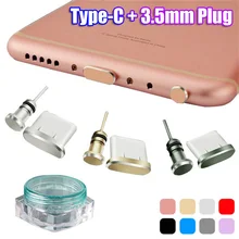 Type C Anti Dust Plug Sets USB Type-C Port and 3.5mm Earphone Jack Plug For Samsung Galaxy S9 S10 Plus Huawei Xiaomi Universal