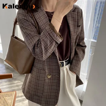 

Chic Harajuku Blazer Women Korean Long Sleeve Notched Single Breasted Solid Color Sun Protection Coat Loose Casual Work Suits