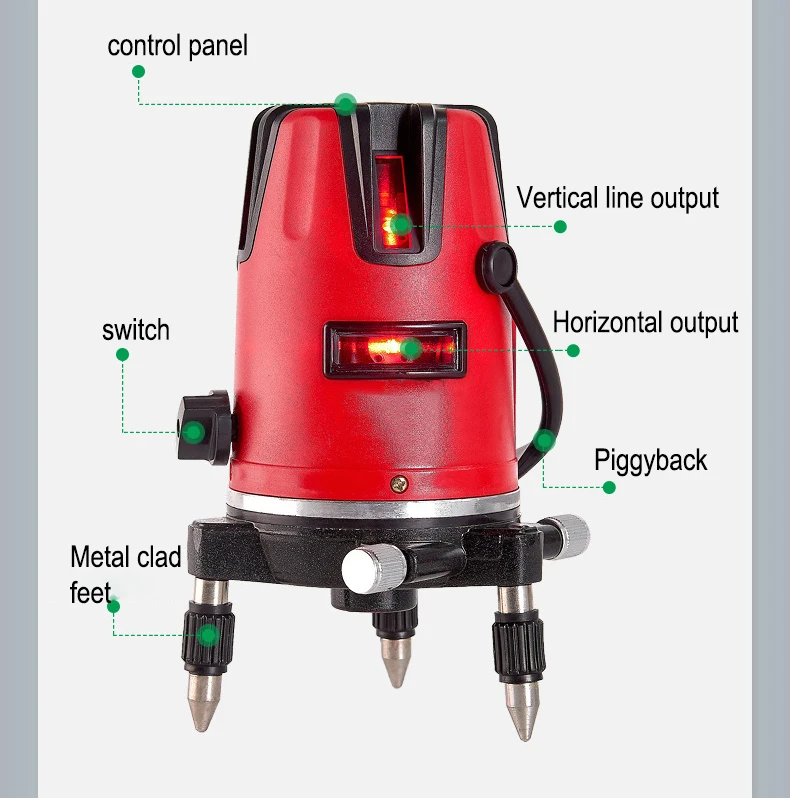 Красный 2/3/лазерный нивелир 5 линий самовыравнивания 180 ° для того, чтобы играть слэш с точностью до миллиметра большой Ёмкость литий Батарея
