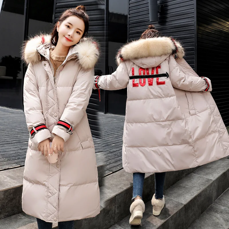 

2019 Winter New Style Dongdaemun over-the-Knee Cotton Coat Korean-style Loose-Fit BF Large Fur Collar Mid-length Cotton-padded C