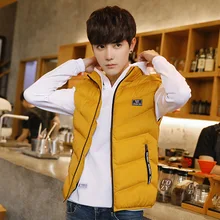 Стиль, пуховый хлопковый жилет, мужской весенний и осенний жилет, универсальный жилет со стоячим воротником, приталенное Мужское пальто в Корейском стиле