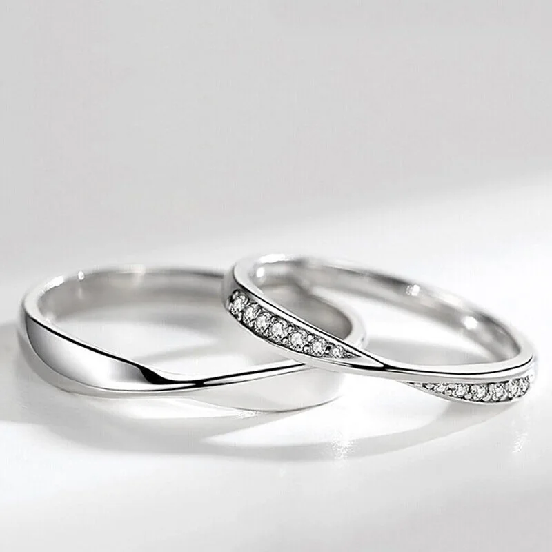 Opening Crystal Ring Zircon Adjustable Ring For Men Women Couple Engagement Jewelry