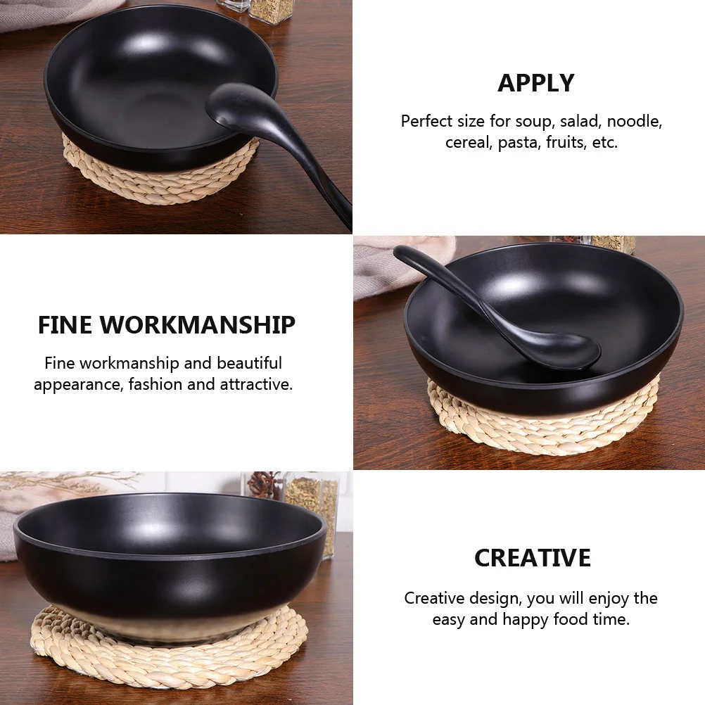 Container, Black Noodle Bowl, estilo elegante, 2pcs