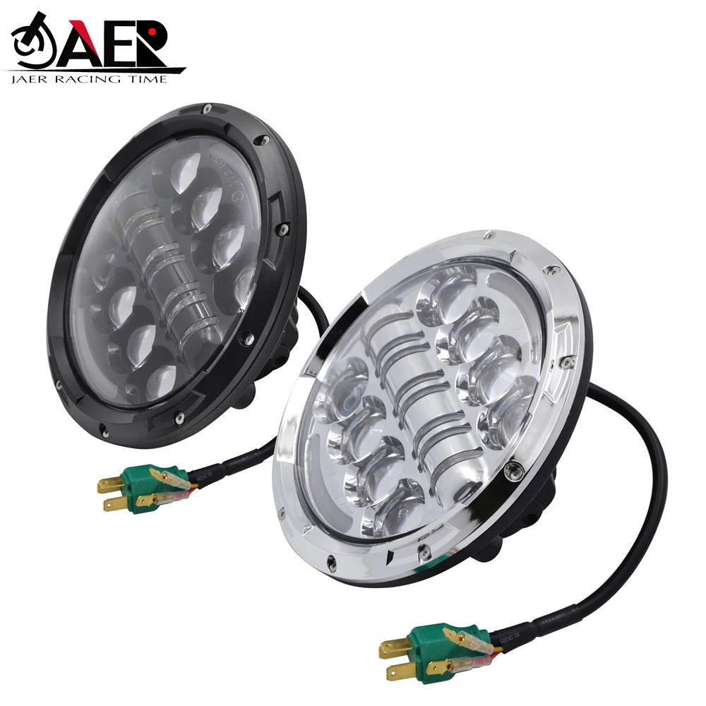 

JAER 7" 80W Round Motorcycle LED Headlight H4 H13 IP67 Turn Signal DRL Angel Eye Headlamp for Harley Softail Cafe Racer Chopper