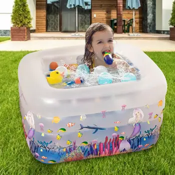 

120/140/160cm Children Bathing Tub Inflatable Square Swimming Pool Baby Home Use Paddling Ocean Ball Pool Kids Inflatable Pool