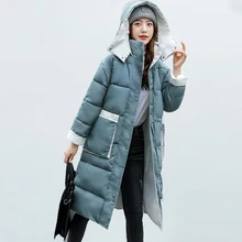 WYWMY 2021 Korean Patchwork Loose Cotton Padded Winter Jacket Women Long Coat Windbreaker Jackets Warm Thick Down Padded Jacket