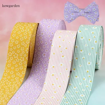 

Kewgarden 25mm 1cm 5cm Print Daisies Stripe Layering Cloth Fabric Ribbon DIY Bow Accessories Plum blossom Handmade Tape 10 Meter