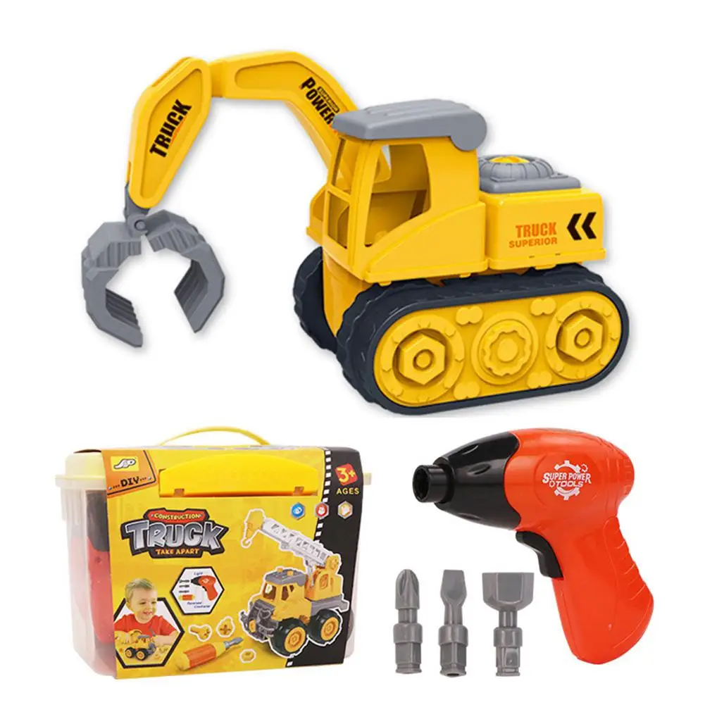 RCtown Children Educational Detachable Mobile Machinery Shop Tilting Cart Excavator Bulldozer Optional Disassembly Toy Suit