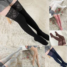 Женские кружевные зимние носки с отделкой, выше колена, длинные хлопковые теплые длинные хлопковые чулки, леггинсы, chaussette femme