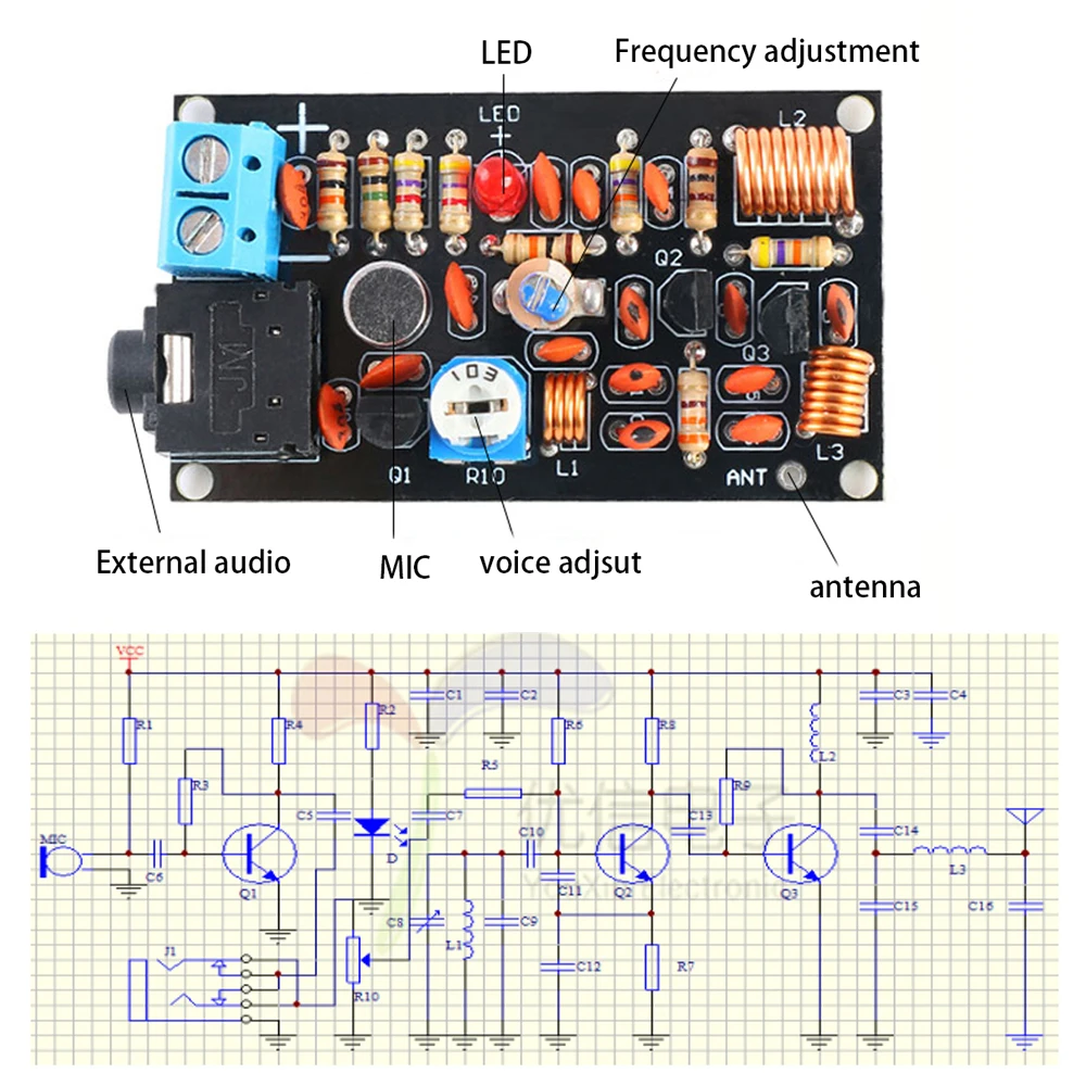 Kit Di Apprendimento Elettronico Fai Da Te Kit Radio Semplice Microfono  Wireless FM Formazione Elettronica Della Scheda Trasmettitore FM Da 26,88 €