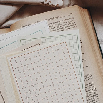 

24 Sheets Vintage Grid Horizontal Simple Letters Material Paper Set for Scrapbooking DIY Projects Album Card Making Junk Journal