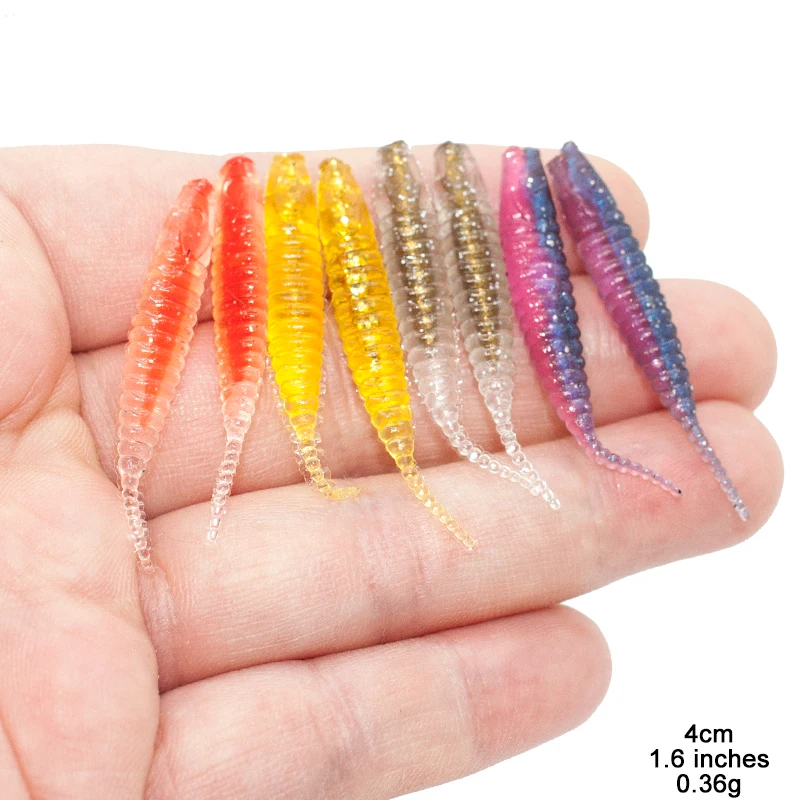 Micro Fishing Japan Worm Swimbait Jigging Head Soft Lures 24pcs 4cm 0.36g  Shad Fly Carp Silicon Fishing Lure