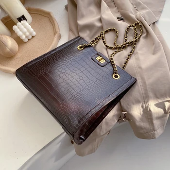 

High Quality Women's Bag Classic Crocodile Pattern Handbag Brand Designer Shoulder Messenger Bag