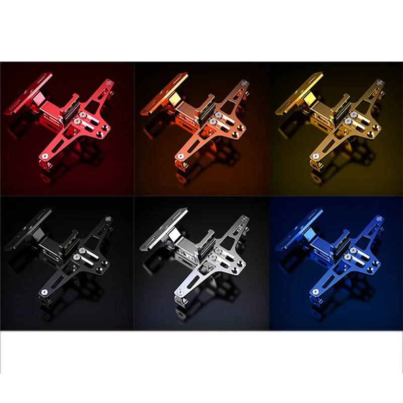 without light CNC Алюминиевый Кронштейн номерного знака мотоцикла регулируемый угол мотоцикла держатель заднего номерного знака с светодиодный подсветкой - Цвет: without light