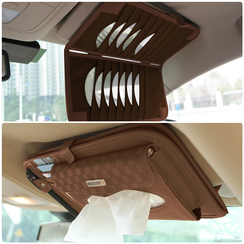 Многофункциональный кожаный Солнцезащитный козырек автомобильный держатель для хранения автомобиля карманный органайзер коробка для салфеток CD Папка для хранения ID карты сумка