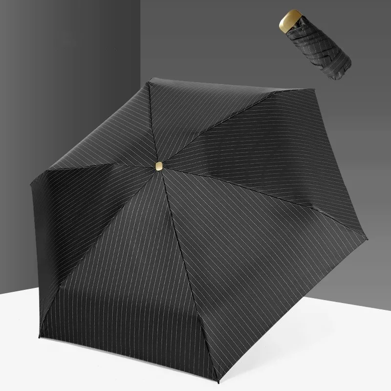 Black Stripe Мини Карманный Зонт от дождя для женщин, складной зонтик, защита от солнца, анти-УФ зонтик, складной зонт для женщин - Цвет: Black Stripe