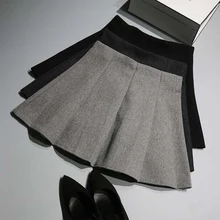 Плиссированная юбка зимние шерстяные юбки высокая талия Джокер слово колледж маленький ботинок юбки с светильник шорты