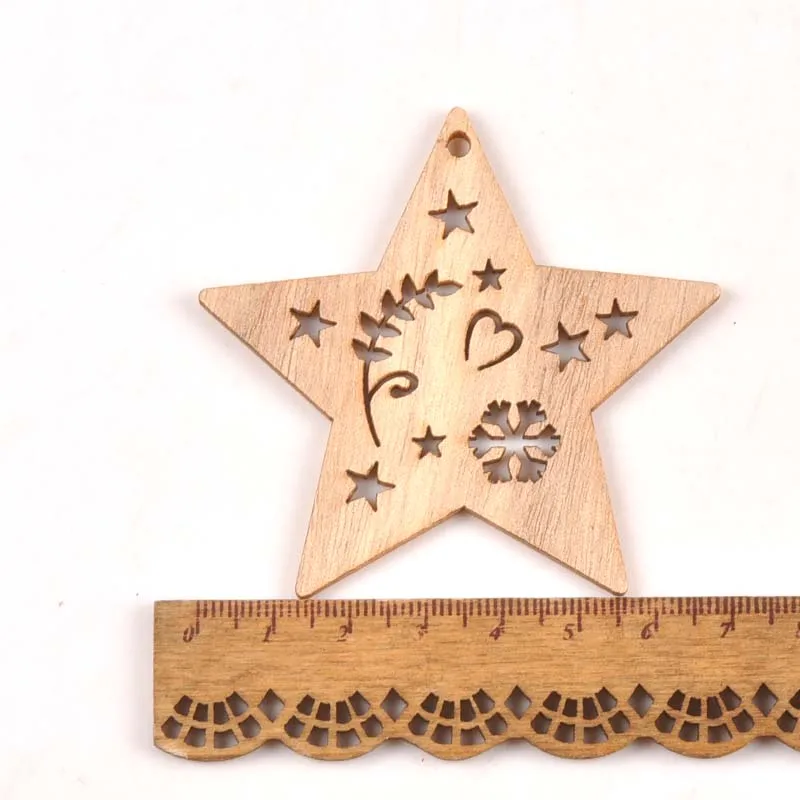 5PCS DIY Wooden Chip Christmas Tree Hanging Ornaments Pendant Kids Gifts Snowman Tree Shape Xmas Ornaments Decorations mt2557 - Цвет: 7