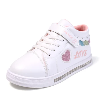 

ZB25-4 School Pu Tennis Shoes Lovely Girls Princess Casual Shoes Children Running Sneakers Fashion Sequins Black/pink/white
