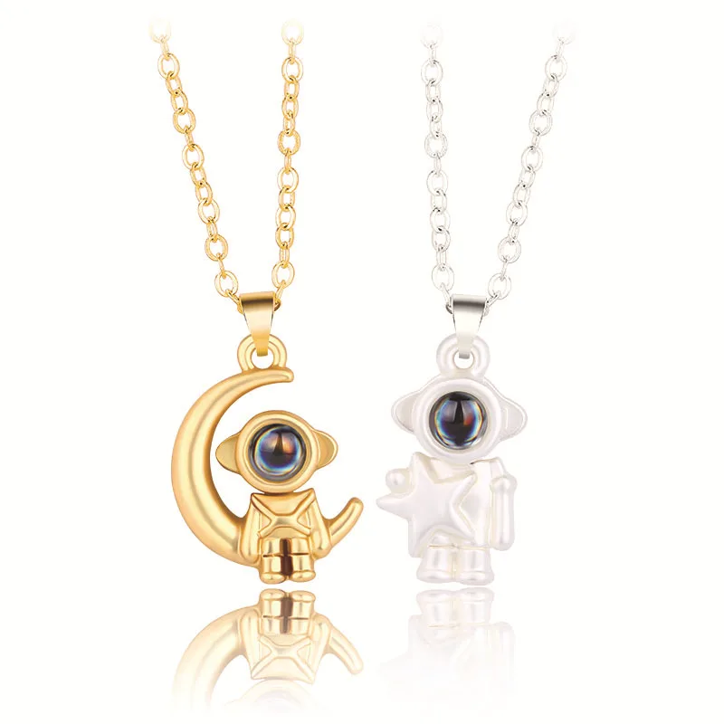 Fashion New Projection Stone 100 Languages Couple Necklace