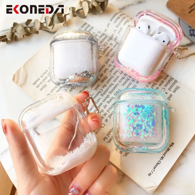 EKONEDA жидкий Блестящий Защитный чехол для Airpods чехол прозрачный жесткий блестящий чехол для Airpods 1 чехол Airpods 2 Чехол