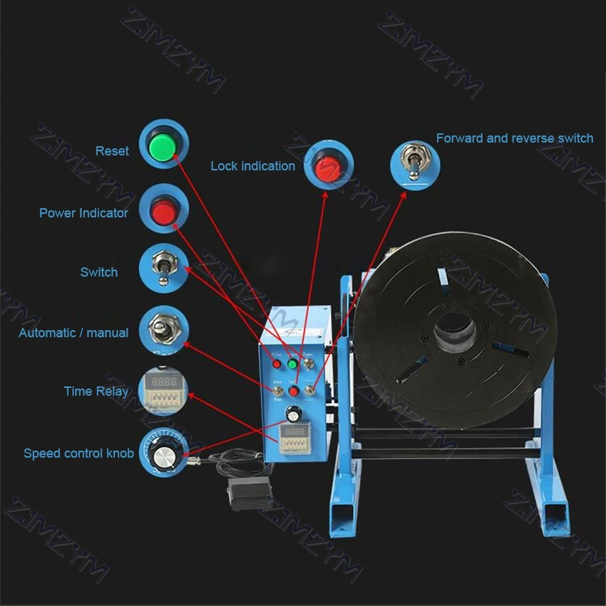 HD-30 Timing Welding Positioner Automatic Rotating Worktable Chuck Welding Table Tube Welder + 200 Chuck + Pneumatic Gun Holder