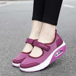 Large Women's Walking Shoes Lightweight Mesh Breathable Sneakers Fashion Casual Shoes Air Cushion Flat Shoes