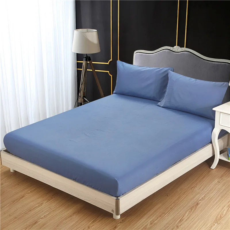 

US UK Size Mattress Protector Cover Solid Color Hypoallergenic Anti-mite Bed Sheet Mattress Pad Queen Size Cover 2M*2M Size