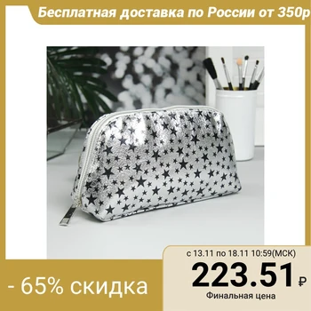 

Travel cosmetic bag, zippered compartment, silver color