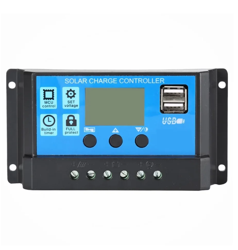 ڵ ¾籤  Ʈѷ PWM  USB  ¾  г  ַ, 12V 24V  HD LCD ÷, 10A, 20A, 30A