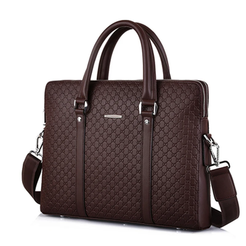 

Men Briefcases Cowhide Genuine Leather Handbag 14"Laptop Briefcase Messenger Shoulder Crossbody Bag Men's Bag Business Portfolio