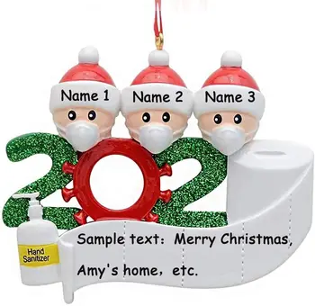 

Personalized 1-7 Family Name 2020 Christmas Ornament Kit with Mask Toilet Paper Customized Christmas Decor Set Creative Gift