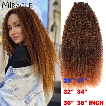 

Miracle Afro Kinky Curly Bundles Synthetic Hair Weaving 38" 120g/Pcs High Temperature Fiber Hair Extensions Curly Hair Bundles