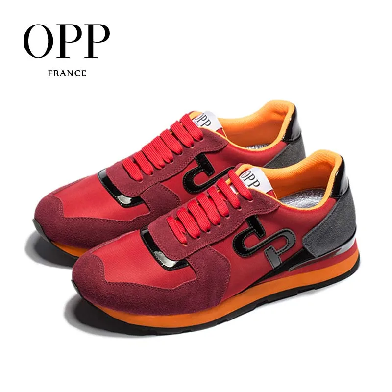OPP/Мужская обувь из коровьей кожи на плоской подошве; обувь для бега; Красная Спортивная обувь из натуральной кожи на шнуровке; мужская повседневная обувь; кроссовки