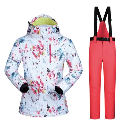 Color 11 Winter Suit Women Ski Suit Snowboard Jacket Pant Super Warm Female Windproof Waterproof Outdoor Sport Wear Hooded Skiing Coat - Цвет: Color 11