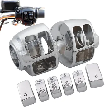 

Motorcycle Switch Housing Cover+6 Cap Switch Button Cap For Harley Dyna Sportster Softail Touring Models