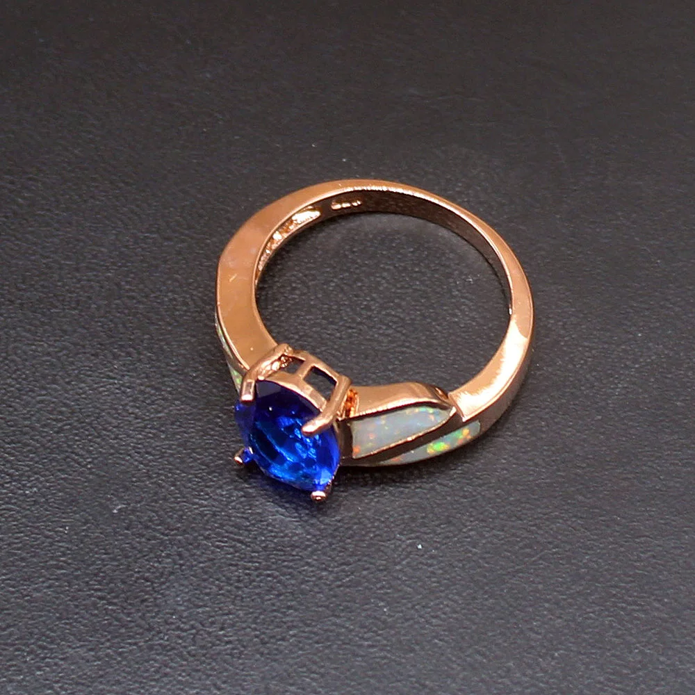 Gemstonefactory Jewelry Big Promotion Single Unique 925 Silver Opal Blue Topaz Women Gifts Wedding Band Rings 7# 20214458