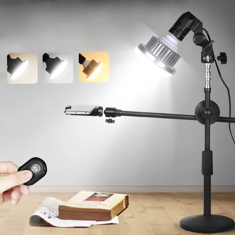 LED Light Fill Lamp Reflector Softbox Stand Desktop Bracket Boom Arm Phone Live Video Shooting Tabl