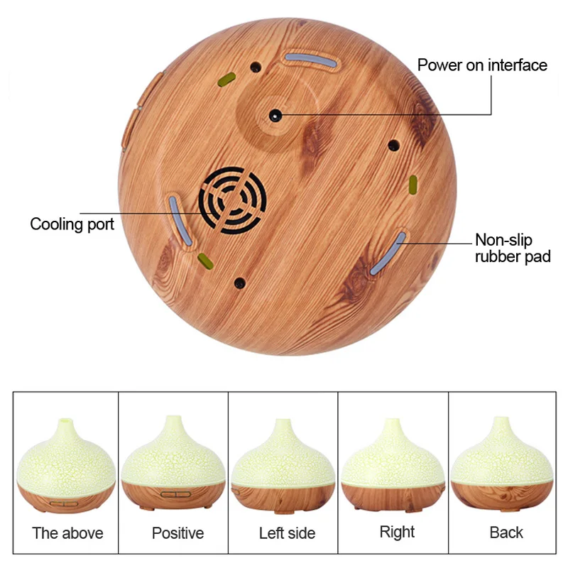 Searide 400ml Air humidifier Aromatherapy Ultrasonic wood Aroma Essential Oil Diffuser 7 Changeable
